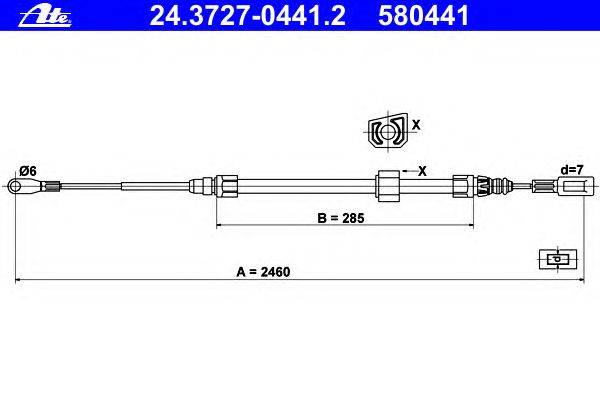 Трос, стояночная тормозная система ATE 24.3727-0441.2