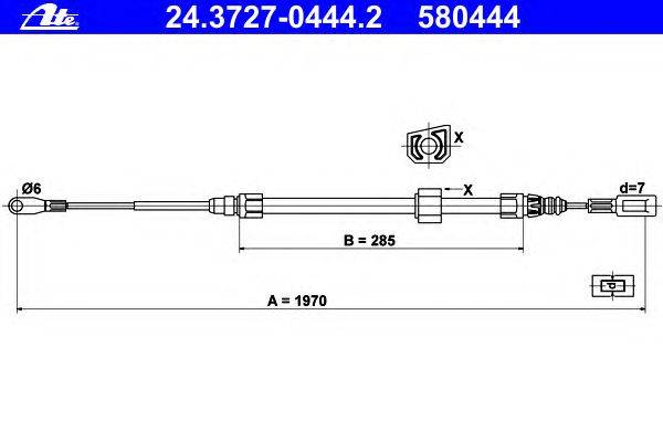 Трос, стояночная тормозная система ATE 24.3727-0444.2