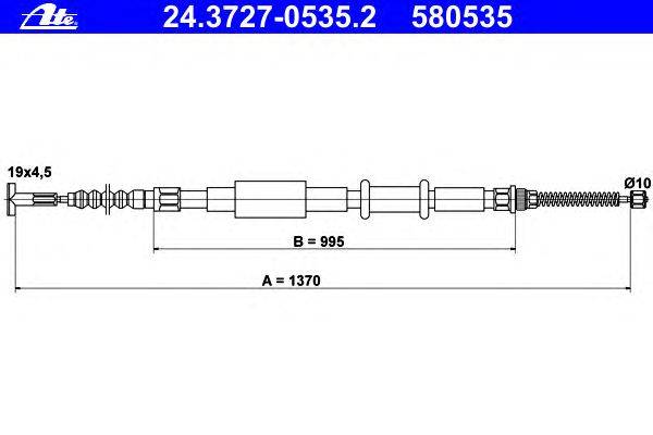 Трос, стояночная тормозная система ATE 24.3727-0535.2