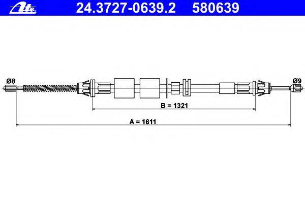 Трос, стояночная тормозная система ATE 24.3727-0639.2