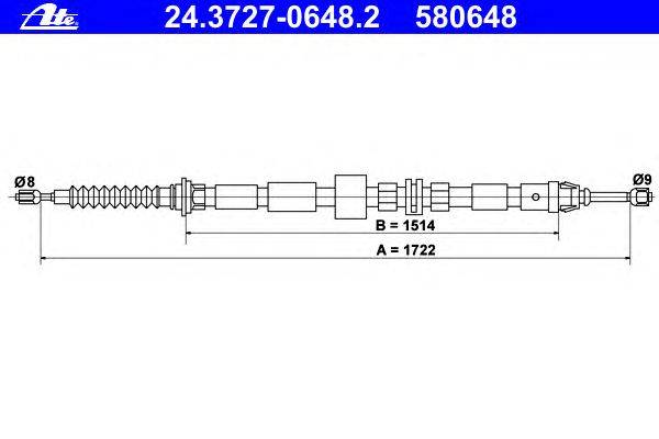 Трос, стояночная тормозная система ATE 24.3727-0648.2