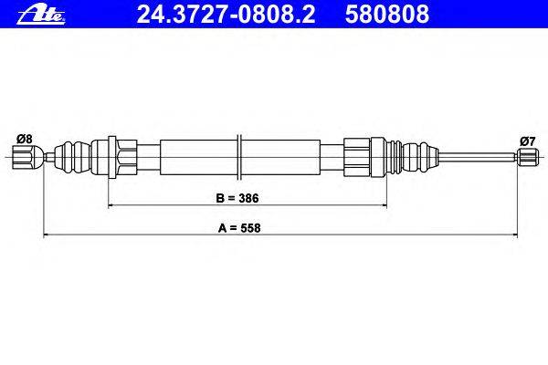 Трос, стояночная тормозная система ATE 24.3727-0808.2