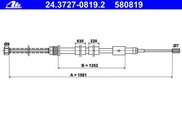 Трос, стояночная тормозная система ATE 24.3727-0819.2