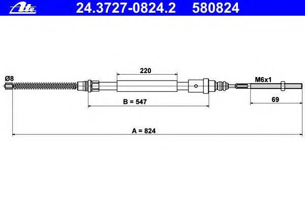 Трос, стояночная тормозная система ATE 24.3727-0824.2