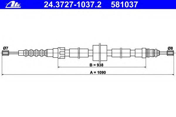 Трос, стояночная тормозная система ATE 24.3727-1037.2