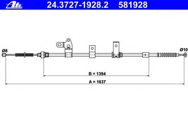 Трос, стояночная тормозная система ATE 24372719282