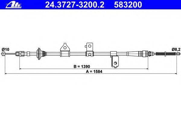 Трос, стояночная тормозная система ATE 24.3727-3200.2