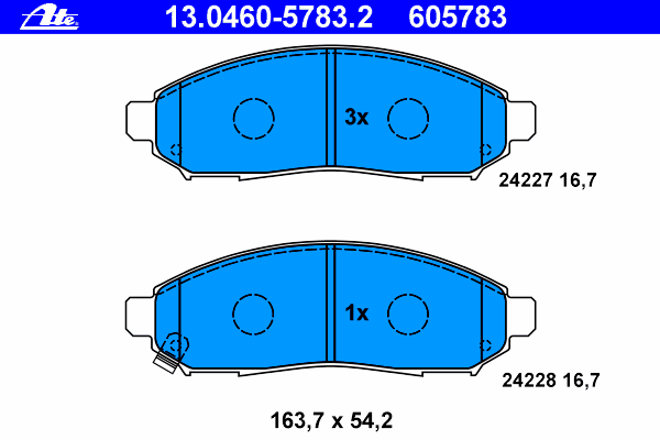 Комплект тормозных колодок, дисковый тормоз ATE 24228