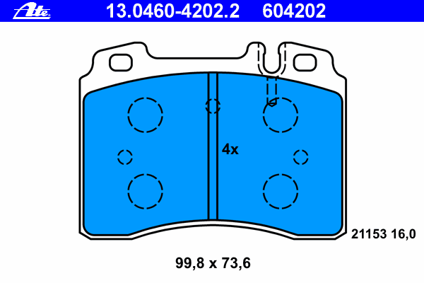 Комплект тормозных колодок, дисковый тормоз ATE 13.0460-4202.2