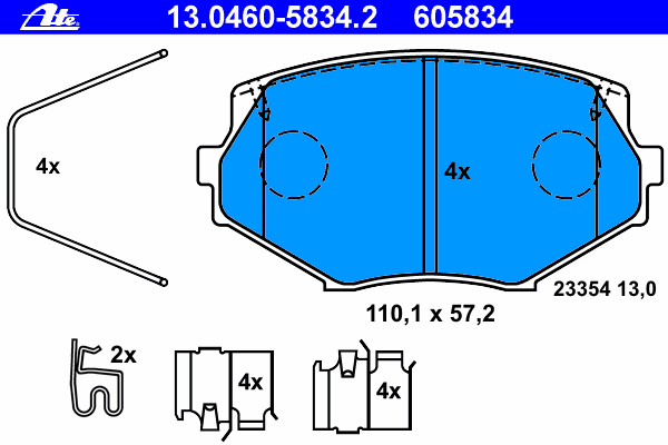 Комплект тормозных колодок, дисковый тормоз ATE 13.0460-5834.2
