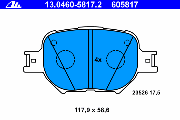 Комплект тормозных колодок, дисковый тормоз ATE 13.0460-5817.2