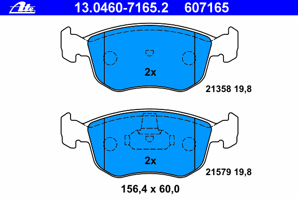 Комплект тормозных колодок, дисковый тормоз ATE 13.0460-7165.2