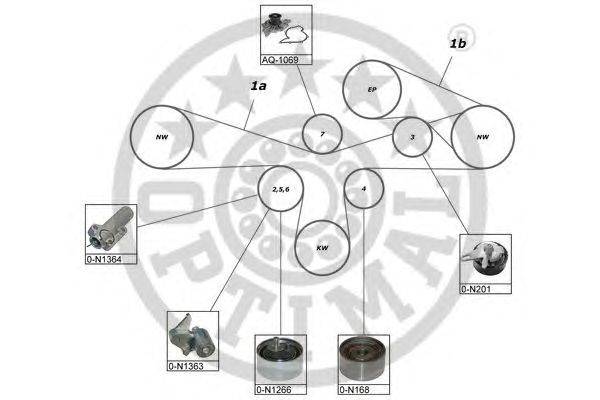 Водяной насос + комплект зубчатого ремня OPTIMAL SK-1633AQ1