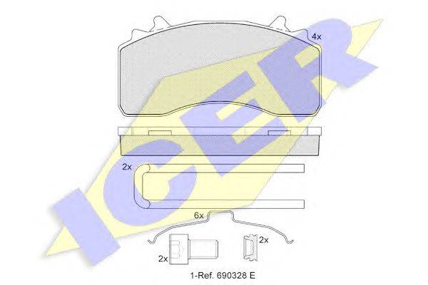 Комплект тормозных колодок, дисковый тормоз ICER 152154-066