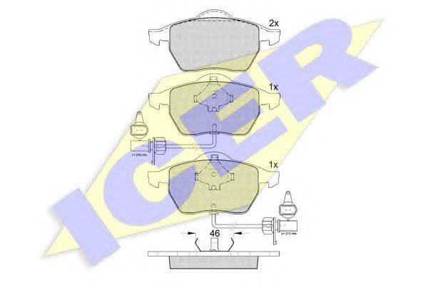 Комплект тормозных колодок, дисковый тормоз ICER 21939