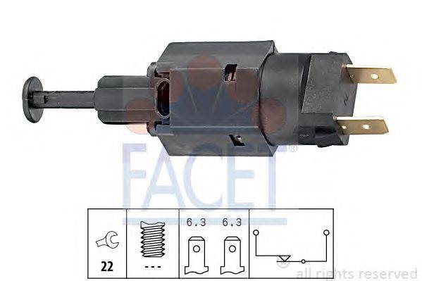 Выключатель фонаря сигнала торможения; Выключатель, привод сцепления (Tempomat) FACET 7.1050