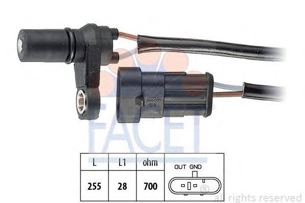 Датчик импульсов; Датчик импульсов, маховик; Датчик частоты вращения, управление двигателем; Датчик, положение распределительного вала; Датчик частоты вращения, автоматическая коробка передач FACET 9.0493