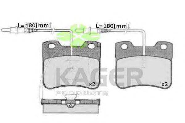 Комплект тормозных колодок, дисковый тормоз KAGER 350170
