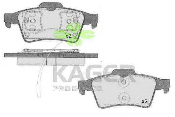 Комплект тормозных колодок, дисковый тормоз KAGER 350534