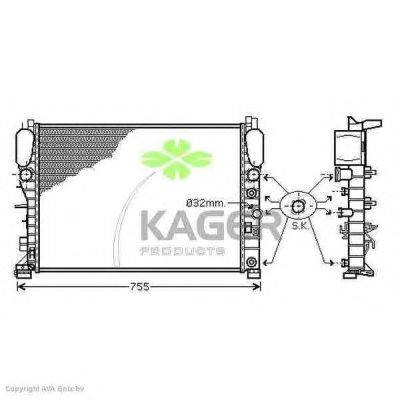 Радиатор, охлаждение двигателя KAGER 313567