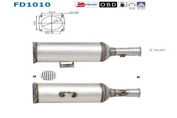 Сажевый / частичный фильтр, система выхлопа ОГ AS FD1010