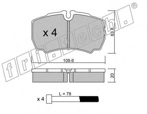 Комплект тормозных колодок, дисковый тормоз fri.tech. 620.0
