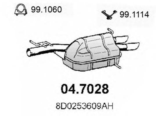 Глушитель выхлопных газов конечный ASSO 04.7028