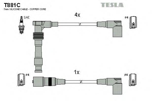 Комплект проводов зажигания TESLA T881C