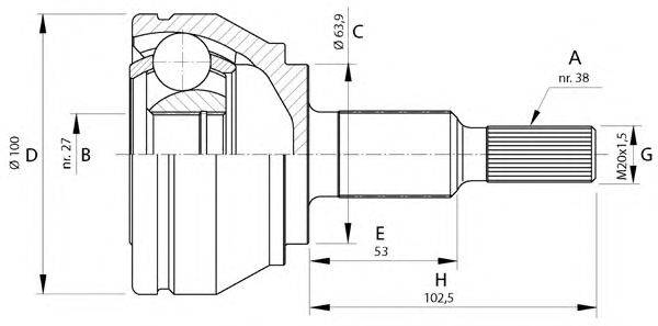 Шарнирный комплект, приводной вал OPEN PARTS CVJ5704.10