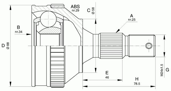 Шарнирный комплект, приводной вал OPEN PARTS CVJ5592.10