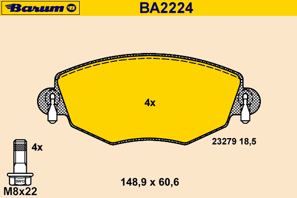 Комплект тормозных колодок, дисковый тормоз BARUM 23279