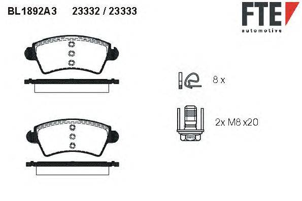Комплект тормозных колодок, дисковый тормоз FTE 23332