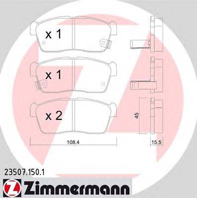 Комплект тормозных колодок, дисковый тормоз ZIMMERMANN 235071501