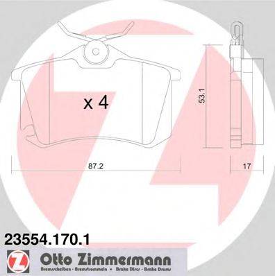 Комплект тормозных колодок, дисковый тормоз ZIMMERMANN 235541701