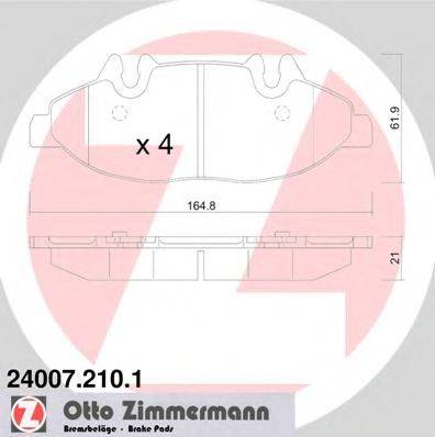 Комплект тормозных колодок, дисковый тормоз ZIMMERMANN 240072101