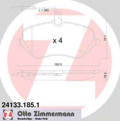 Комплект тормозных колодок, дисковый тормоз ZIMMERMANN 24133.185.1