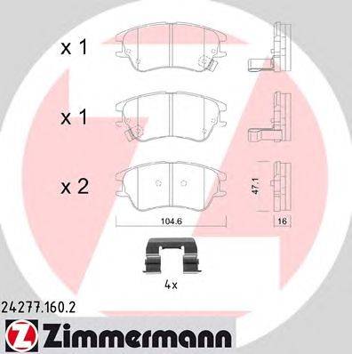Комплект тормозных колодок, дисковый тормоз ZIMMERMANN 242771602