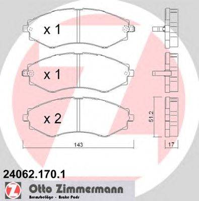 Комплект тормозных колодок, дисковый тормоз ZIMMERMANN 240621701