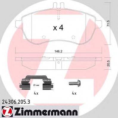 Комплект тормозных колодок, дисковый тормоз ZIMMERMANN 24306.205.3