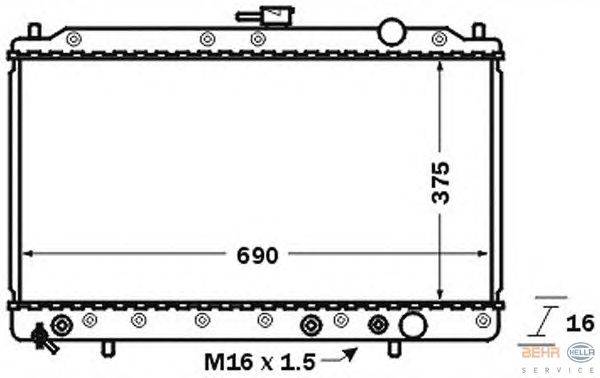 Радиатор, охлаждение двигателя HELLA 8MK 376 727-501