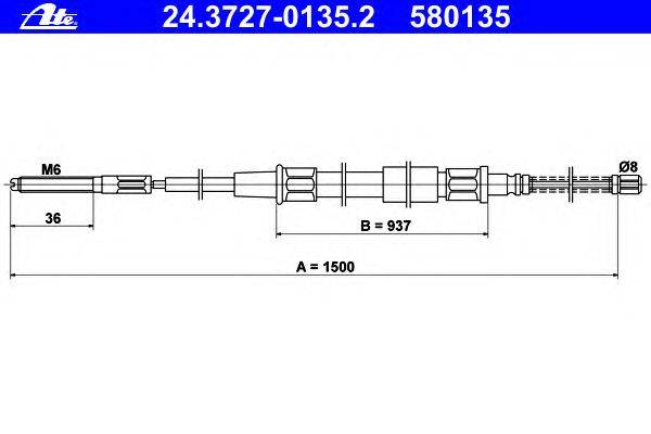 Трос, стояночная тормозная система ATE 24.3727-0135.2