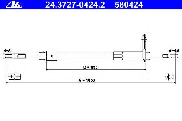 Трос, стояночная тормозная система ATE 24.3727-0424.2