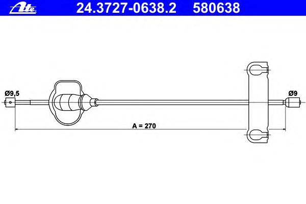 Трос, стояночная тормозная система ATE 24.3727-0638.2