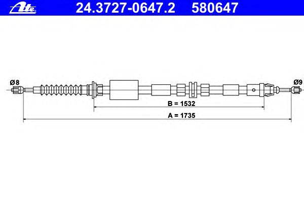 Трос, стояночная тормозная система ATE 24372706472