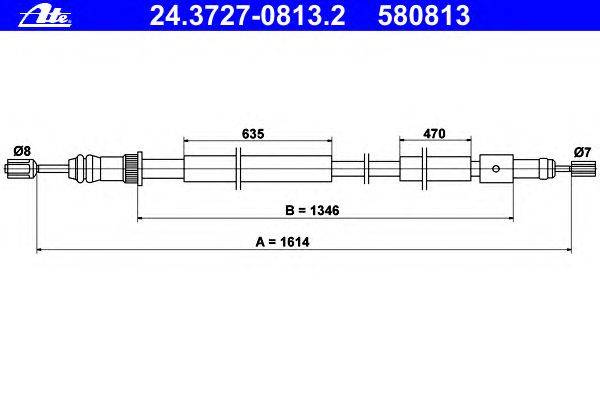 Трос, стояночная тормозная система ATE 24.3727-0813.2