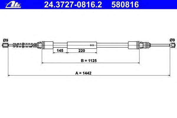 Трос, стояночная тормозная система ATE 24.3727-0816.2