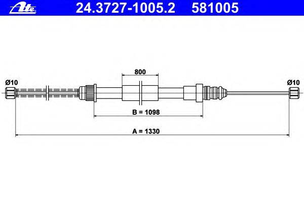 Трос, стояночная тормозная система ATE 24.3727-1005.2