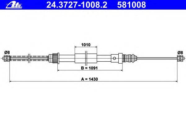 Трос, стояночная тормозная система ATE 24.3727-1008.2