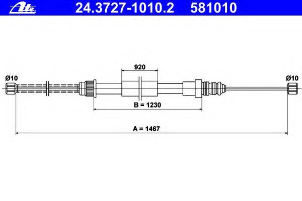 Трос, стояночная тормозная система ATE 24.3727-1010.2