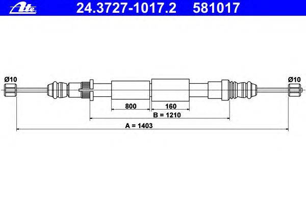 Трос, стояночная тормозная система ATE 24.3727-1017.2